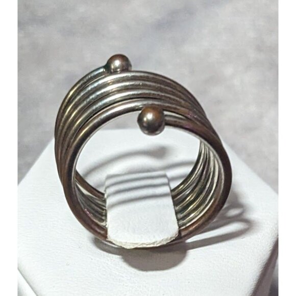 Copper And Silver Tone Metal Coil Ring Size 7 - Picture 6 of 16